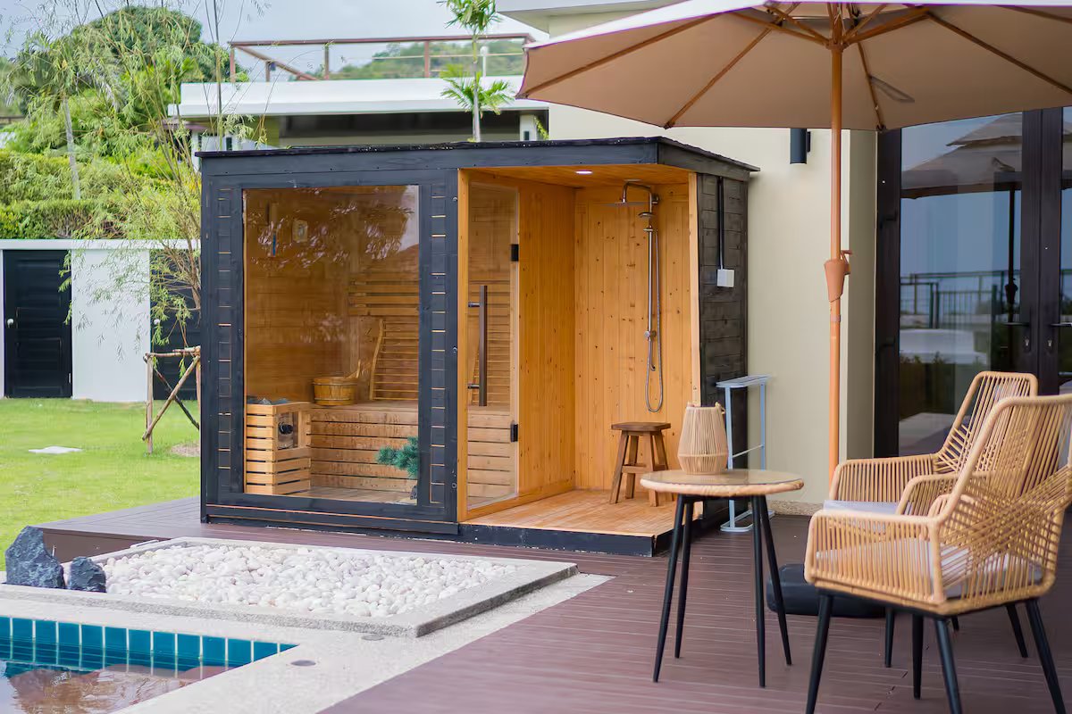 Private outdoor sauna